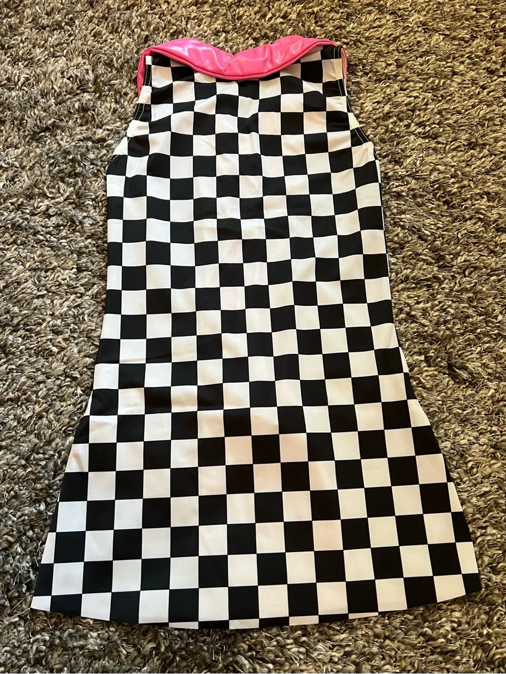 Girls' Pink & Black Checkerboard Retro Racer Dance Costume - Child large